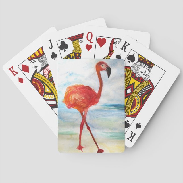 Jeu De Cartes Flamant rose rose Aquarelle Classique Cartes de Je (dos)