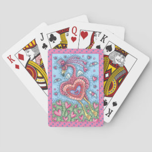 Jeu De Cartes Flamant rose ROSE CUPIDE ET COEURS DE VOL VALENTIN