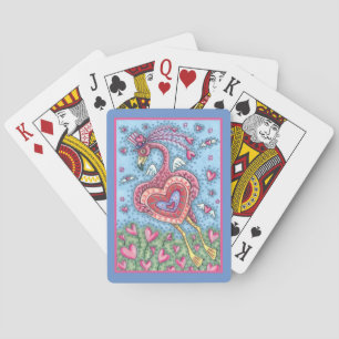 Jeu De Cartes Flamant rose ROSE CUPIDE ET COEURS DE VOL VALENTIN