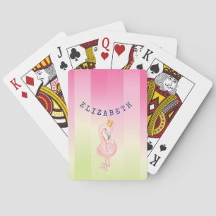 Jeu De Cartes Flamant rose rose mignon Ombre rayé