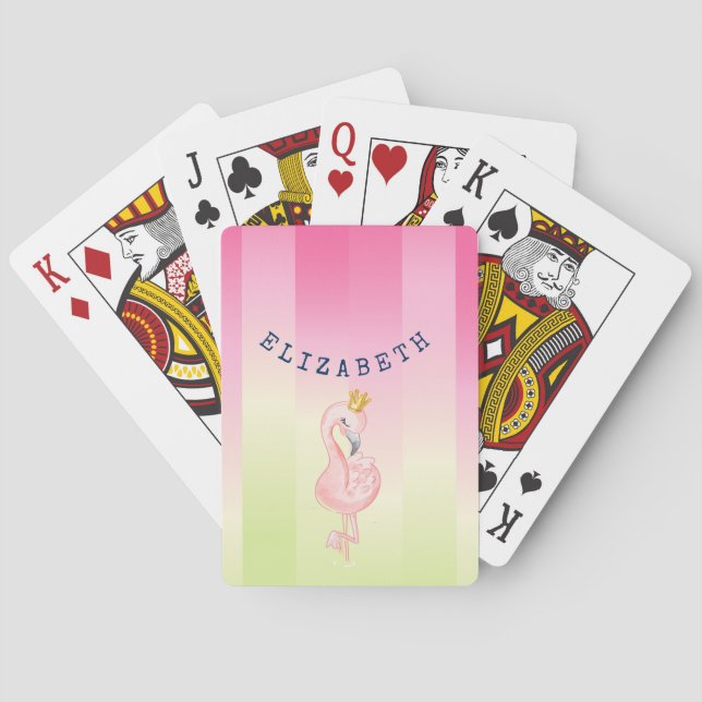 Jeu De Cartes Flamant rose rose mignon Ombre rayé (dos)