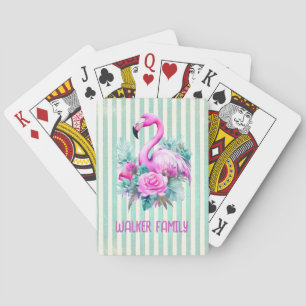 Jeu De Cartes Flamant rose rose tropicale Vintage customisé