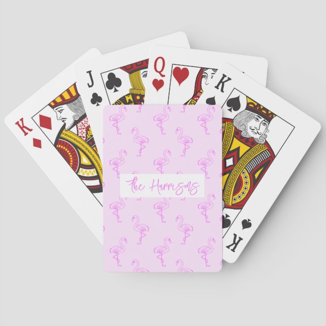 Jeu De Cartes Flamant rose Stand sur une jambe Motif d'été rose (dos)