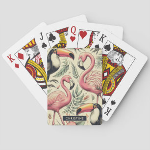 Jeu De Cartes Flamant rose vintage et Toucan sans couture