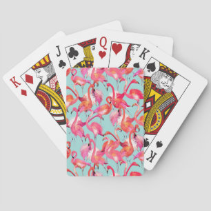 Jeu De Cartes Flamants roses d'aquarelle recueillis