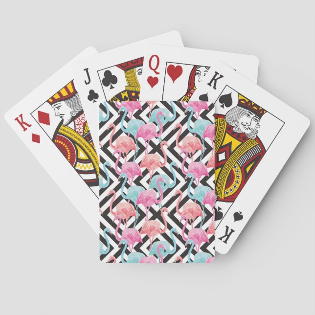 Jeu De Cartes Flamants roses sur Motif de conception en gras (dos)