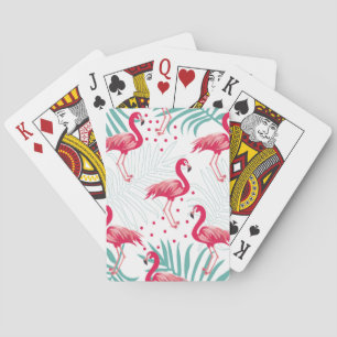 Jeu De Cartes Flamingo tropical et feuille, motif d'été.
