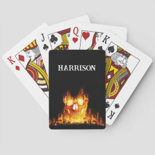 Jeu De Cartes Flamme crâne flammes Monogramme du cercle d'incend
