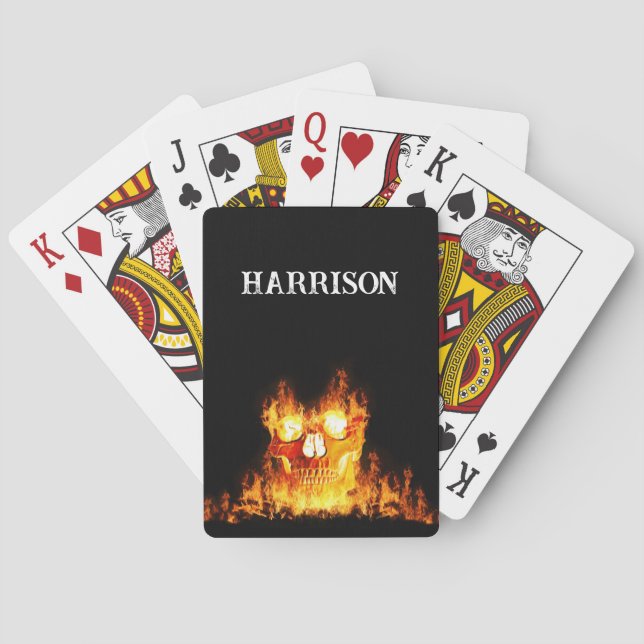 Jeu De Cartes Flamme crâne flammes Monogramme du cercle d'incend (dos)