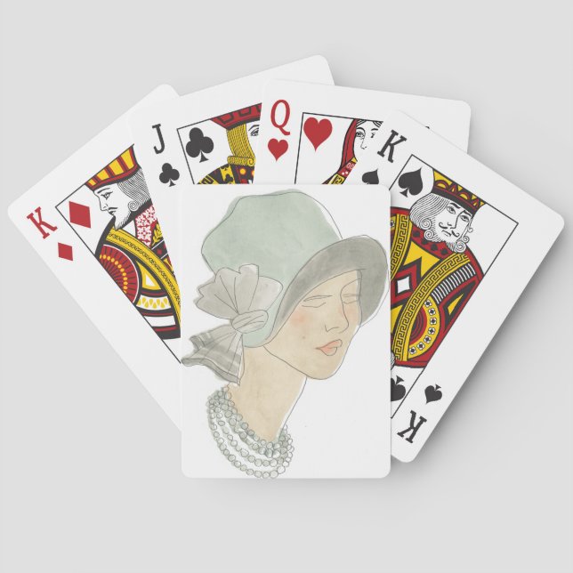Jeu De Cartes Flapper Fashion Sketch - Femme avec Casquette (dos)