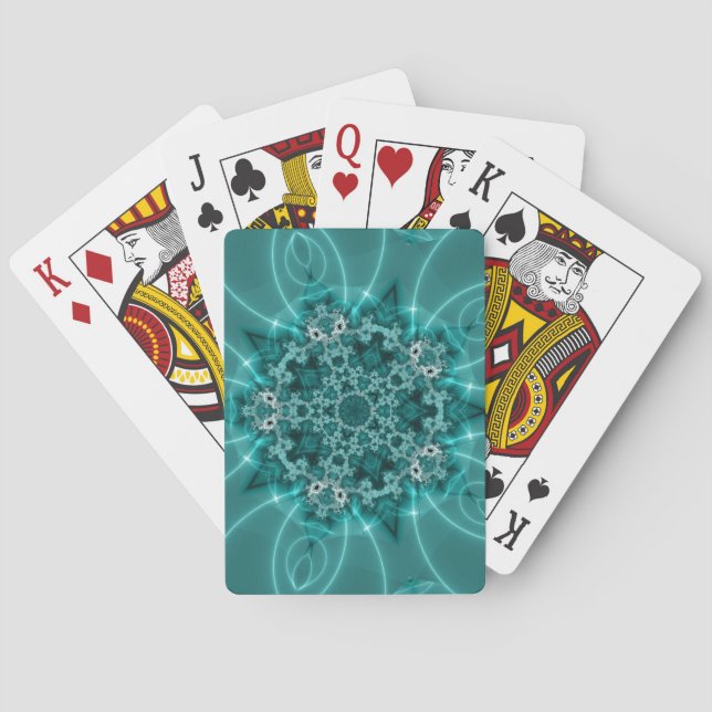 Jeu De Cartes Flèche de neige | Art fractal bleu et blanc (dos)