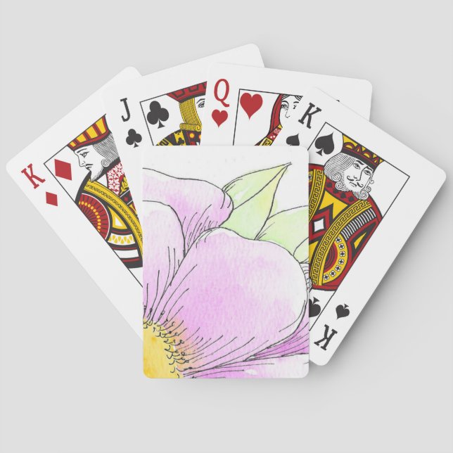 Jeu De Cartes Fleur aquarelle rose fantaisiste (dos)