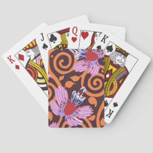Jeu De Cartes Fleur Art Déco tourbillonnante rose et orange vibr