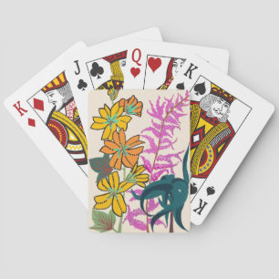 Jeu De Cartes Fleur Art Déco vibrante magenta et orange