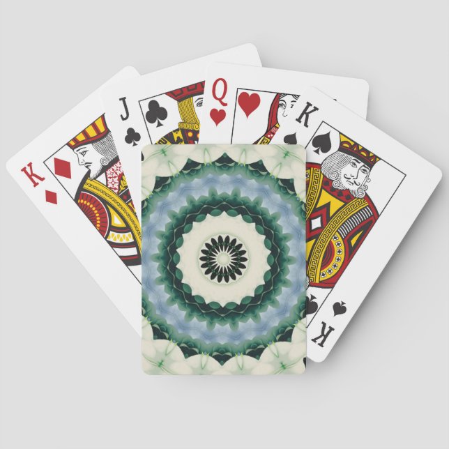 Jeu De Cartes Fleur blanche et mandala bleu céruléen (dos)