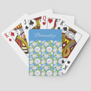 Jeu De Cartes Fleur Bleue Blanche Rose Style Tendance