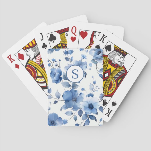 Jeu De Cartes Fleur bleue personnalisée  (dos)