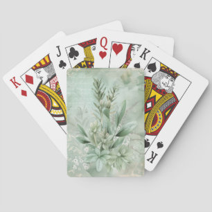 Jeu De Cartes Fleur botanique verte menthe vintage (1)