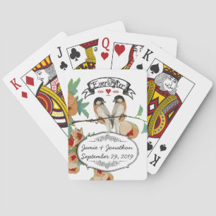Jeu De Cartes Fleur de cerisier vintage oiseau de l'amour pêche 