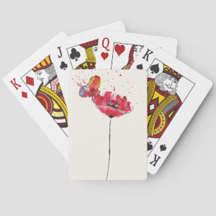 Jeu De Cartes Fleur de coquelicot peinte à l'aquarelle stylisée