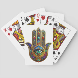 Jeu De Cartes Fleur de couleur paon Pétales de Hamsa Vert Troisi