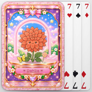 Jeu De Cartes Fleur de Dahlia, Art Kawaii