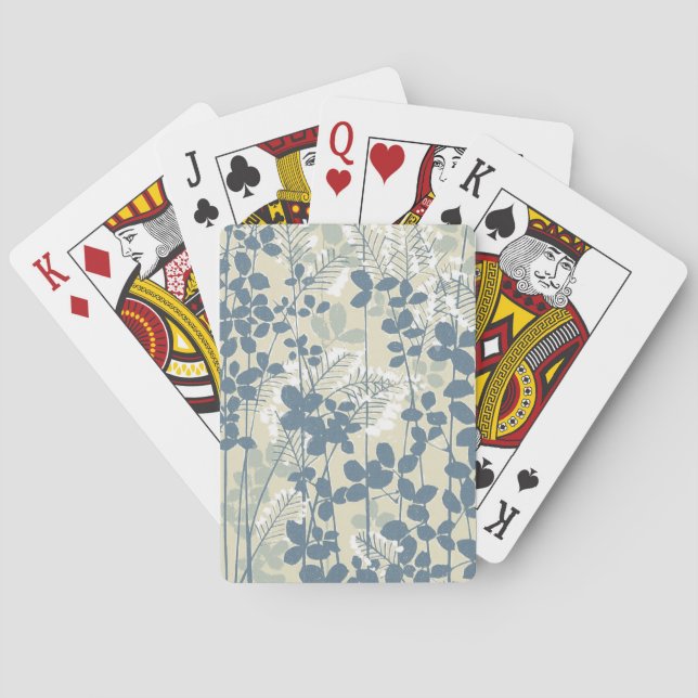 Jeu De Cartes Fleur de feuille bleue asiatique japonaise (dos)