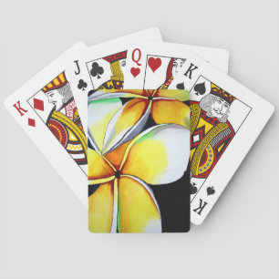 Jeu De Cartes Fleur de frangipanier jaune tropicale, art origina