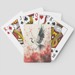 Jeu De Cartes Fleur de Grue Cramoisi Lavis d'Encre (3)