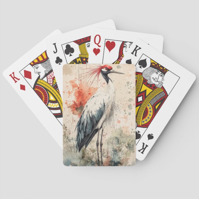 Jeu De Cartes Fleur de Grue Rouge Lavis d'Encre (1) (dos)