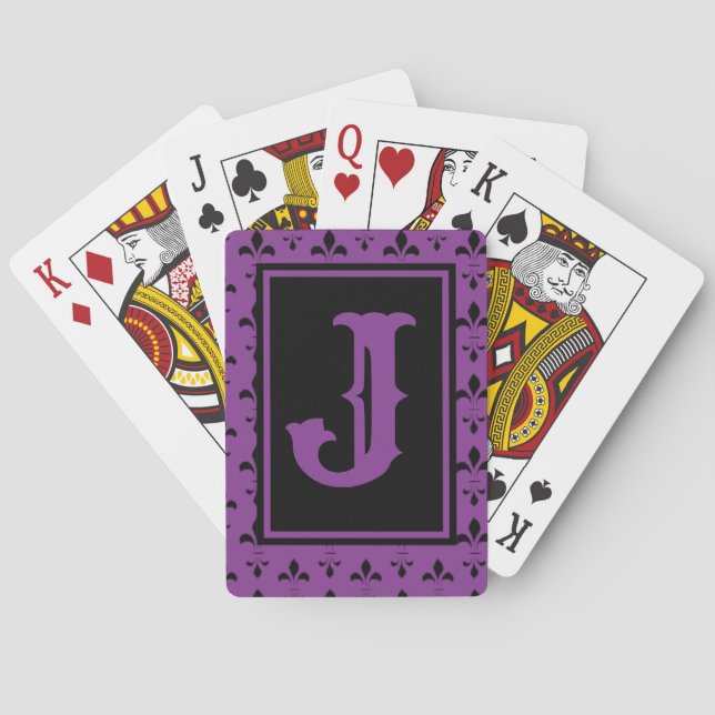 Jeu De Cartes Fleur de Lis violet et noire personnalisées (dos)