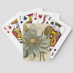 Jeu De Cartes Fleur de Lotus Bleu sur Arrière - plan Tan avec éc
