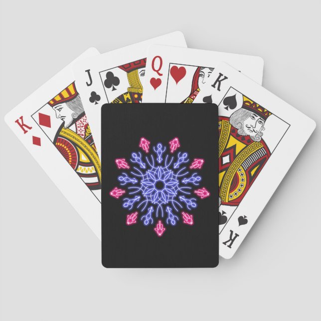 Jeu De Cartes Fleur de néon bleu et rouge (dos)