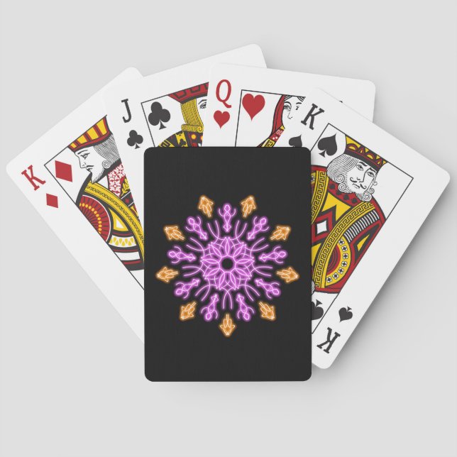 Jeu De Cartes Fleur de néon rose et orange (dos)