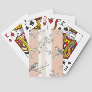 Jeu De Cartes Fleur de oiseau vintage Toile rayée (10)