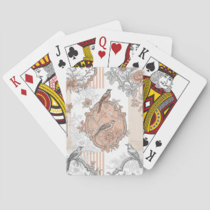 Jeu De Cartes Fleur de oiseau vintage Toile rayée (3)