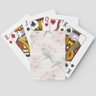 Jeu De Cartes Fleur de oiseau vintage Toile Rayure (11)