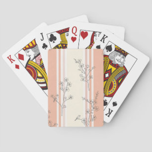 Jeu De Cartes Fleur de oiseau vintage Toile Rayure (14)