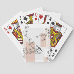 Jeu De Cartes Fleur de Oiseau Vintage Toile Rayure (15)