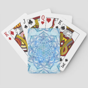 Jeu De Cartes Fleur de vie à Lotus - Bleu du ciel doux