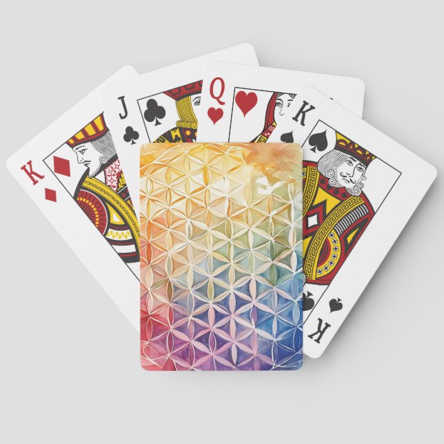 Jeu De Cartes Fleur de Vie - Peinture à l'aquarelle (dos)