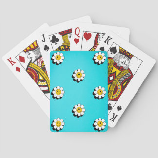 Jeu De Cartes Fleur de visage joyeuse avec cartes de poker arriè