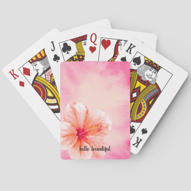 Jeu De Cartes Fleur d'Hibiscus de Pêche rose Tropical (dos)