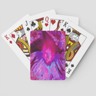 Jeu De Cartes Fleur d'Hibiscus Violet et Magenta Psychedelique