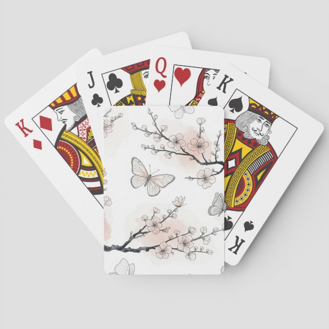 Jeu De Cartes Fleur Élégante de Papillon (10) (dos)