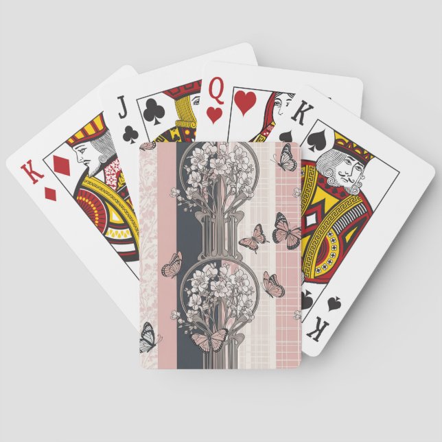 Jeu De Cartes Fleur Élégante de Papillon (8) (dos)