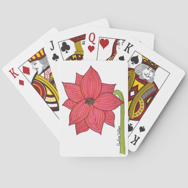 Jeu De Cartes Fleur Étoile Rouge (dos)