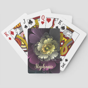 Jeu De Cartes Fleur fractale grise pourpre moderne abstraite