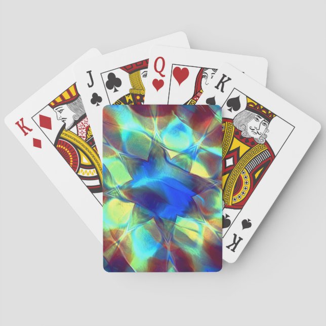 Jeu De Cartes Fleur numérique bleue intense contrastant avec le  (dos)