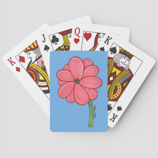 Jeu De Cartes Fleur pleine rose (dos)